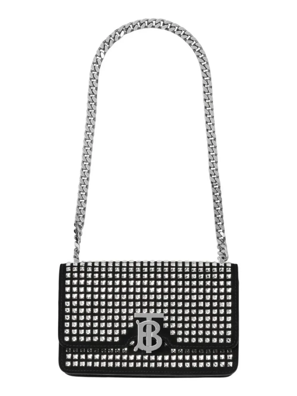 Burberry Women's Mini TB Crystal Black Suede Evening Clutch Shoulder Bag Italy - Picture 2 of 8